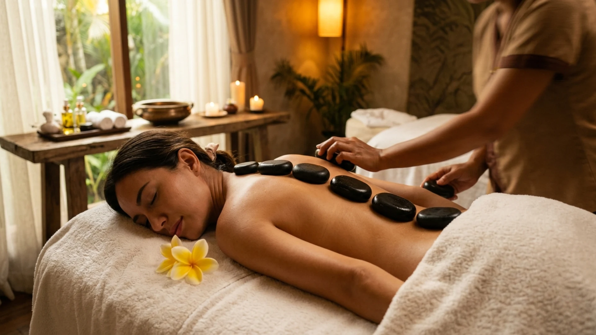 Ruang privat luxury spa dengan rendaman kelopak mawar
